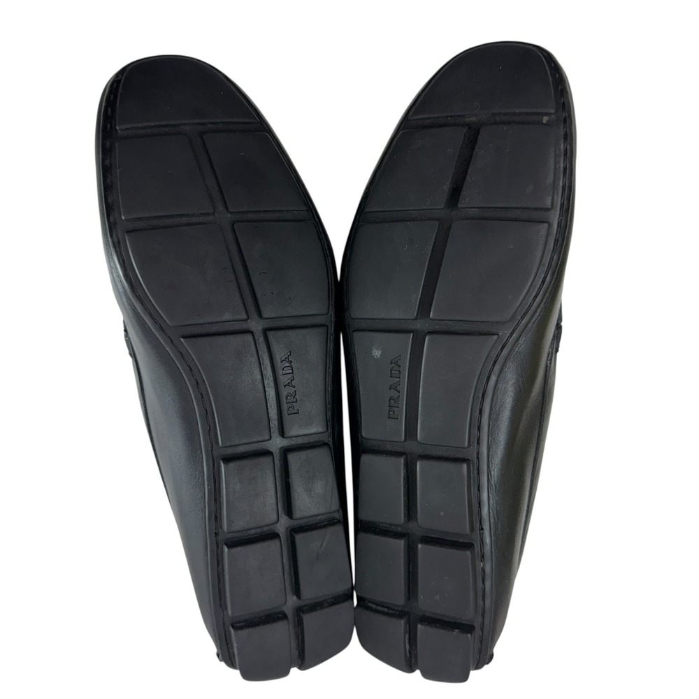 Prada Penny Loafers Driver Shoes Men's Size 8 Mens Black Leather Milano Logo - Picture 9 of 11